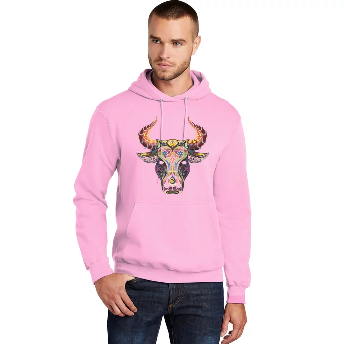 Taurus Zodiac Birthday Cow Bull Floral Farmer Tee Hoodie