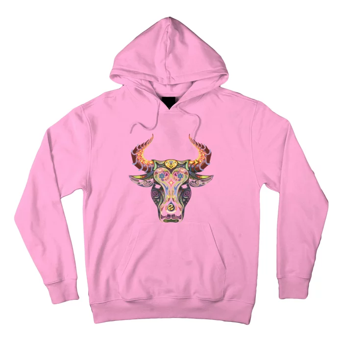 Taurus Zodiac Birthday Cow Bull Floral Farmer Tee Hoodie