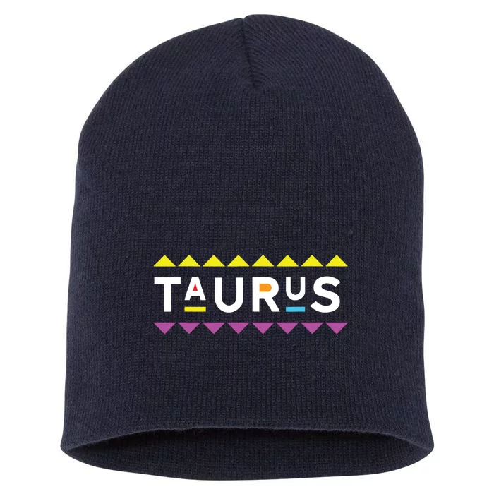 Taurus Zodiac Design 90s Style Short Acrylic Beanie