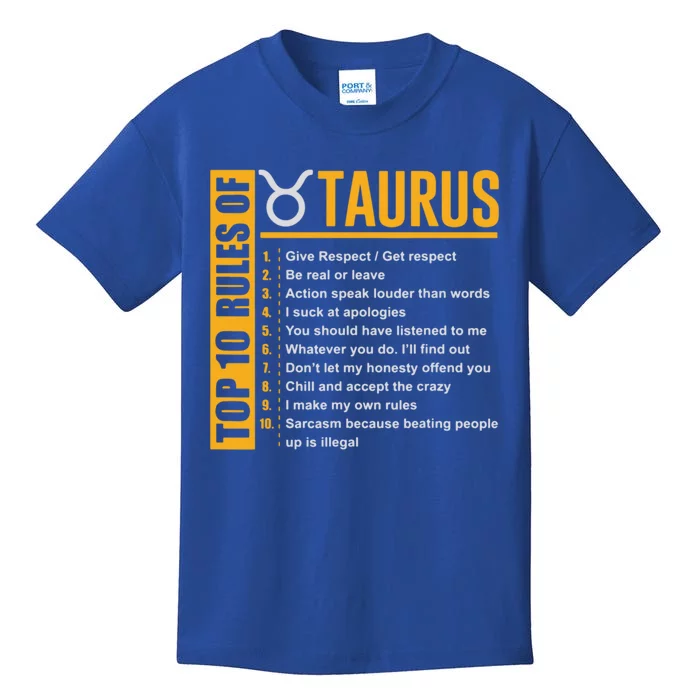 Taurus Zodiac Rules Of Taurus Funny Cute Gift Kids T-Shirt