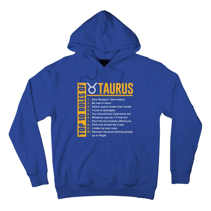 Taurus Zodiac Rules Of Taurus Funny Gift Hoodie