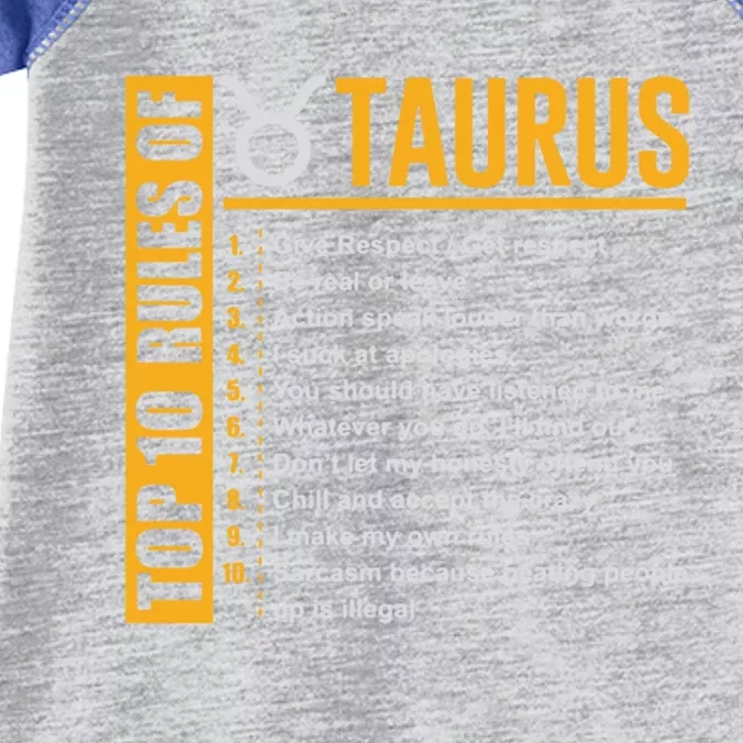 Taurus Zodiac Rules Of Taurus Funny Gift Infant Baby Jersey Bodysuit