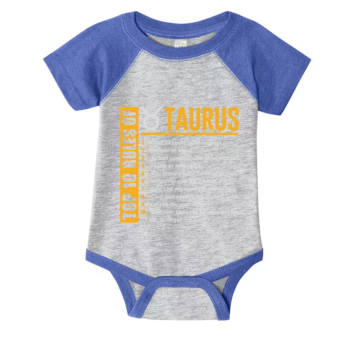 Taurus Zodiac Rules Of Taurus Funny Gift Infant Baby Jersey Bodysuit