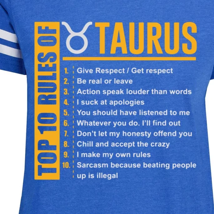 Taurus Zodiac Rules Of Taurus Funny Gift Enza Ladies Jersey Football T-Shirt