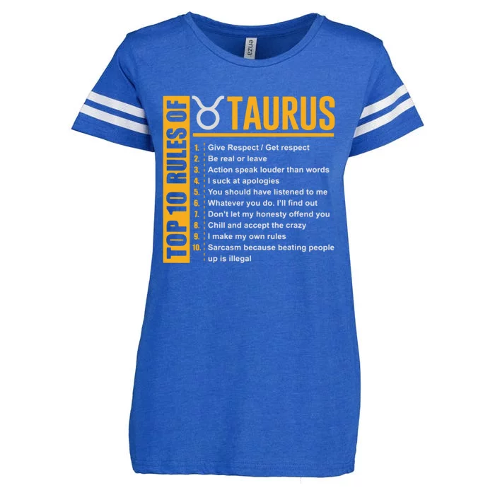 Taurus Zodiac Rules Of Taurus Funny Gift Enza Ladies Jersey Football T-Shirt