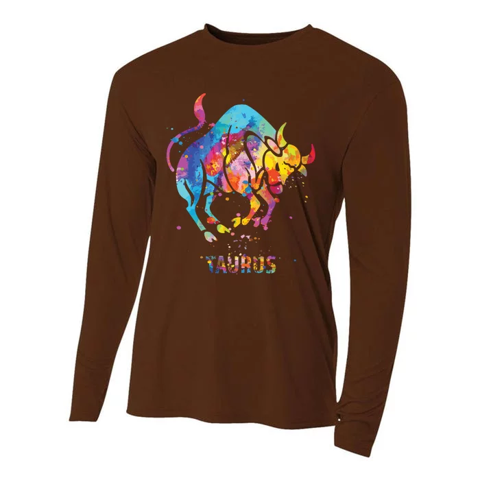 Taurus Zodiac Sign Cooling Performance Long Sleeve Crew