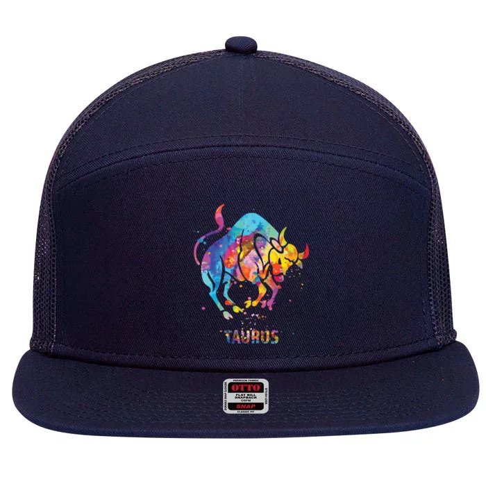 Taurus Zodiac Sign 7 Panel Mesh Trucker Snapback Hat