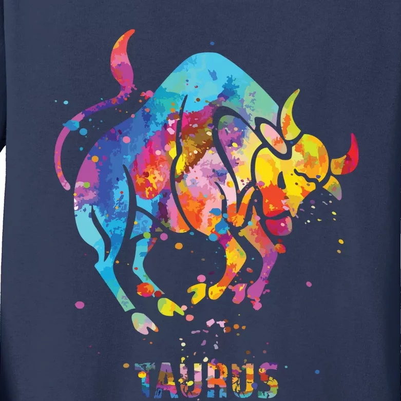 Taurus Zodiac Sign Kids Long Sleeve Shirt