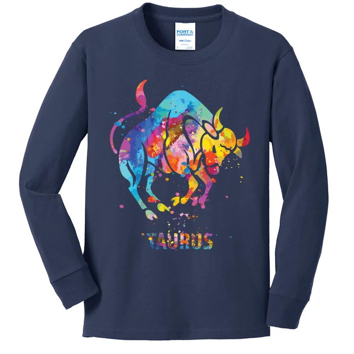 Taurus Zodiac Sign Kids Long Sleeve Shirt