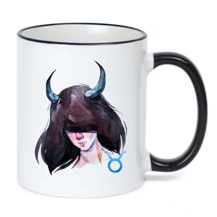 Taurus Zodiac Sign Watercolor Illustration Black Color Changing Mug