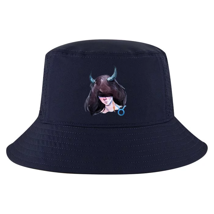 Taurus Zodiac Sign Watercolor Illustration Cool Comfort Performance Bucket Hat