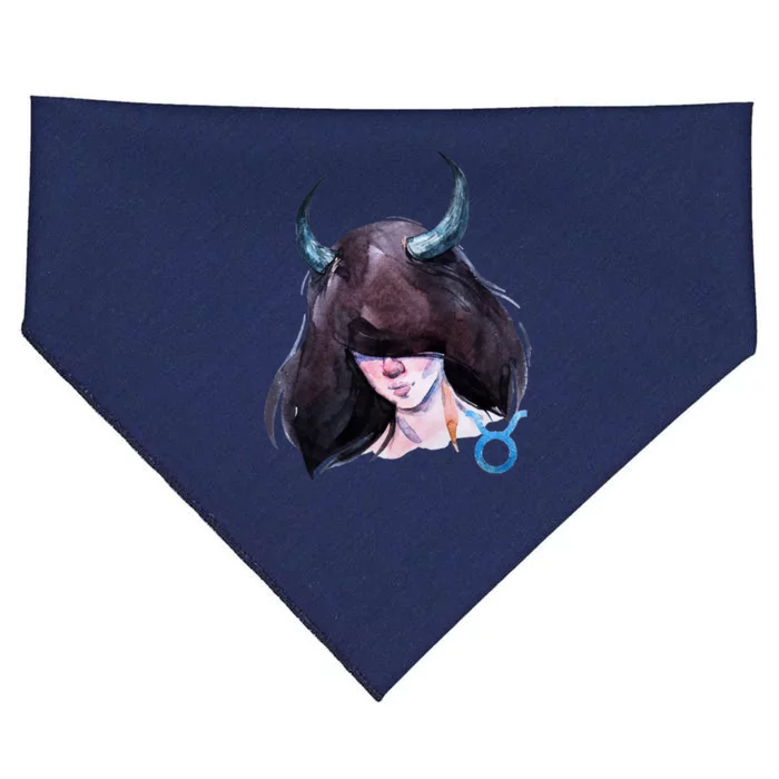 Taurus Zodiac Sign Watercolor Illustration USA-Made Doggie Bandana