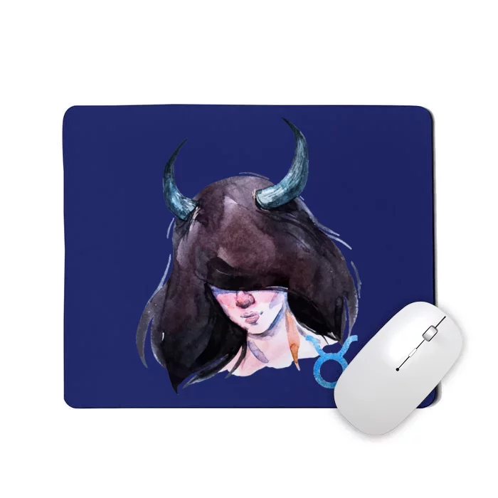 Taurus Zodiac Sign Watercolor Illustration Mousepad