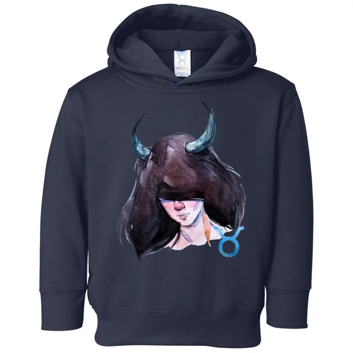 Taurus Zodiac Sign Watercolor Illustration Toddler Hoodie