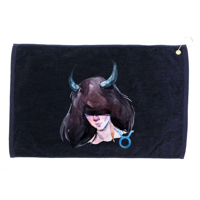 Taurus Zodiac Sign Watercolor Illustration Grommeted Golf Towel