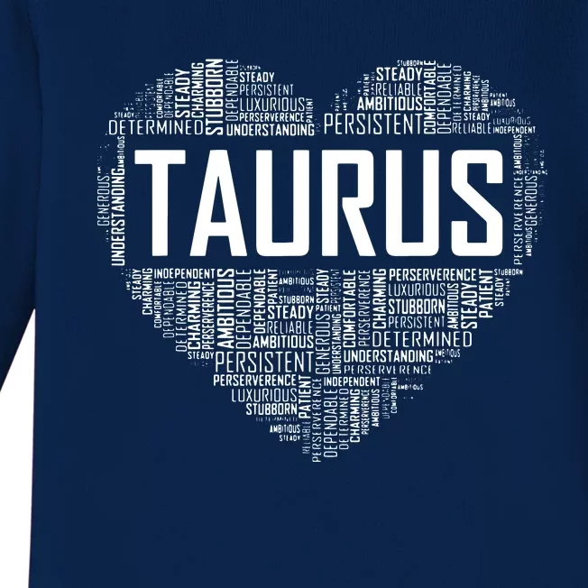 Taurus Zodiac Traits Horoscope Astrology Sign Gift Heart Baby Long Sleeve Bodysuit