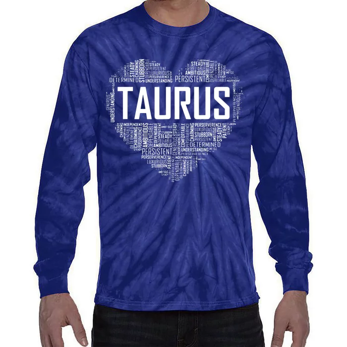 Taurus Zodiac Traits Horoscope Astrology Sign Gift Heart Tie-Dye Long Sleeve Shirt