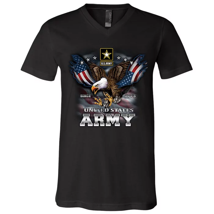 U.S. Army Eagle And Flag V-Neck T-Shirt