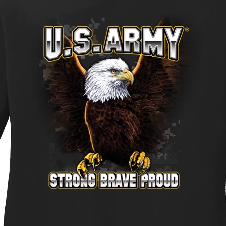 U.S. Army Strong Brave Proud Eagle Ladies Long Sleeve Shirt