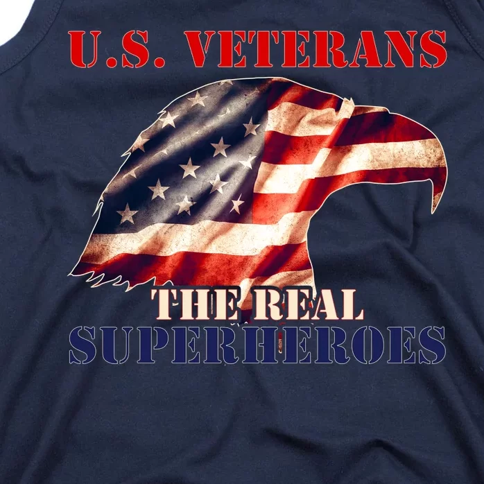 U.S. Veterans The Real Superheroes Eagle American Flag Tank Top