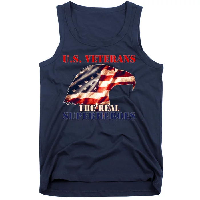 U.S. Veterans The Real Superheroes Eagle American Flag Tank Top