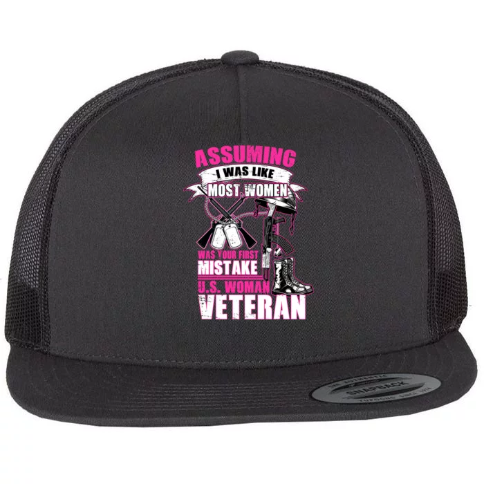 U.S. Woman Veteran Flat Bill Trucker Hat