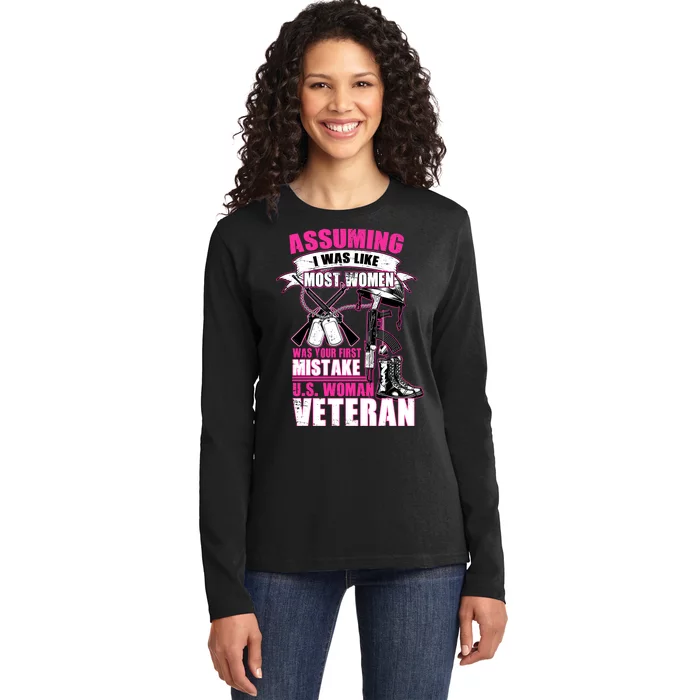 U.S. Woman Veteran Ladies Long Sleeve Shirt