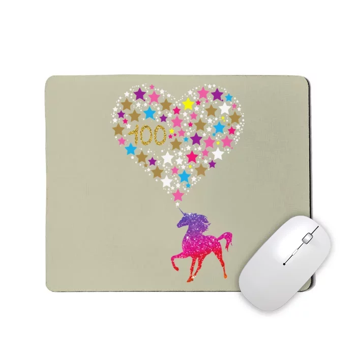 Unicorn 100 Days Of School Cute Happy Gift Outfit Mousepad