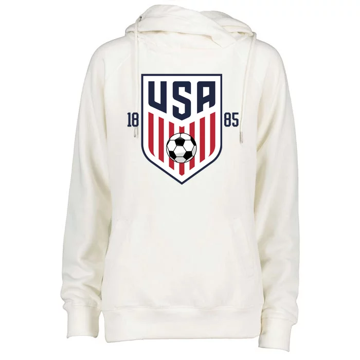 USA 1885 Soccer Tournament Womens Funnel Neck Pullover Hood