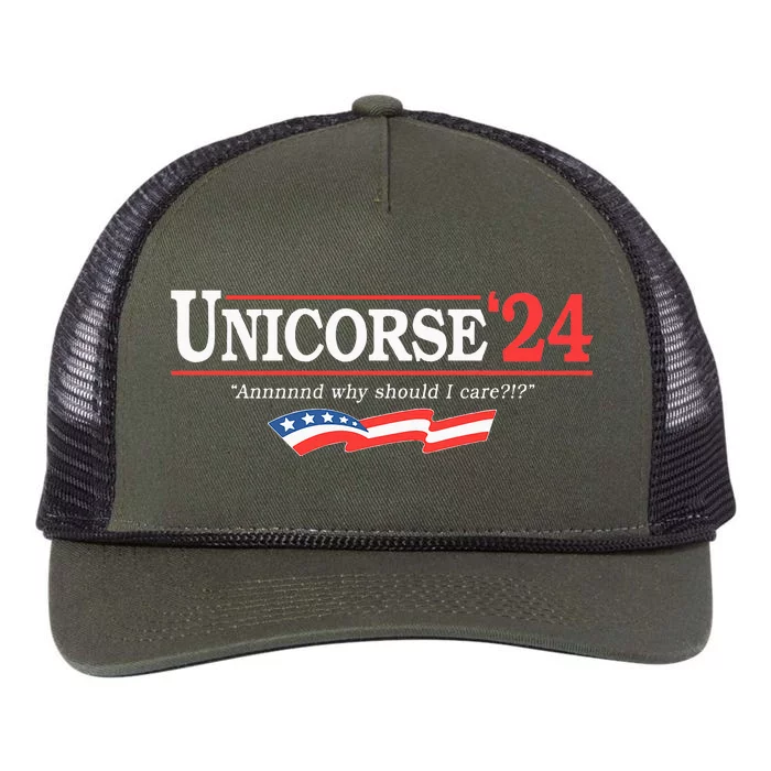 Unicorse 24 For President And Why Should I Care Retro Rope Trucker Hat Cap