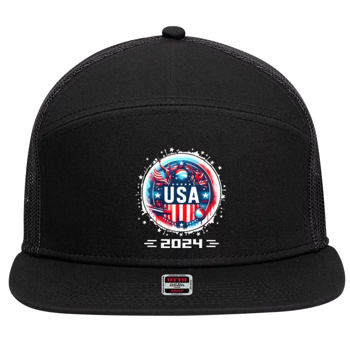 Usa 2024 Go United States Sport Usa Team 2024 Usa 7 Panel Mesh Trucker Snapback Hat