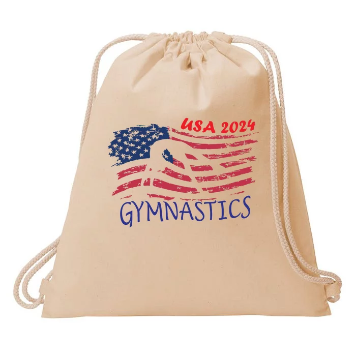 Usa 2024 Gymnastics American Flag Support Team Drawstring Bag