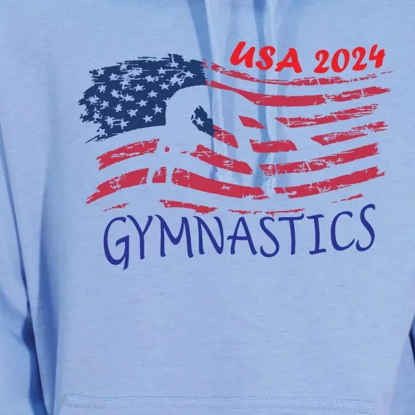 Usa 2024 Gymnastics American Flag Support Team Unisex Surf Hoodie