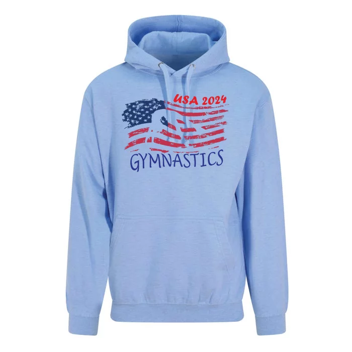 Usa 2024 Gymnastics American Flag Support Team Unisex Surf Hoodie