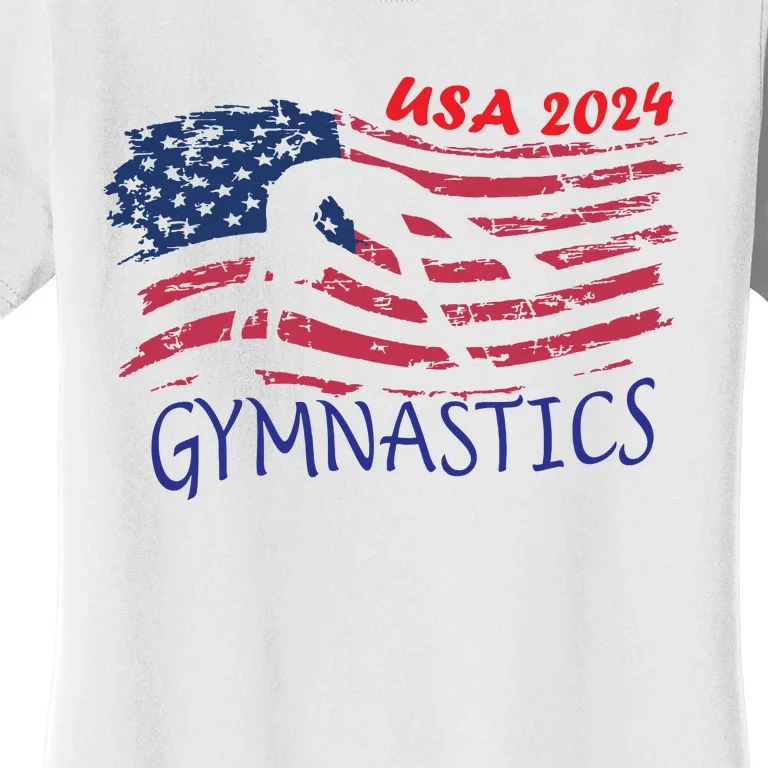 Usa 2024 Gymnastics American Flag Support Team Women's T-Shirt