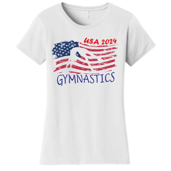 Usa 2024 Gymnastics American Flag Support Team Women's T-Shirt