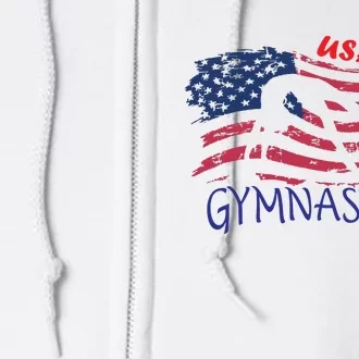 Usa 2024 Gymnastics American Flag Support Team Full Zip Hoodie