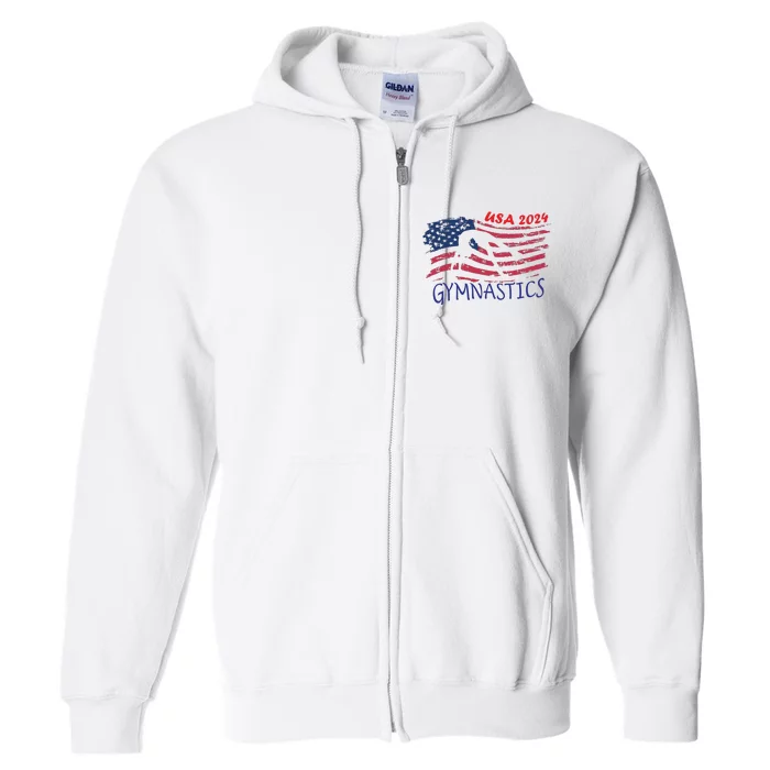 Usa 2024 Gymnastics American Flag Support Team Full Zip Hoodie