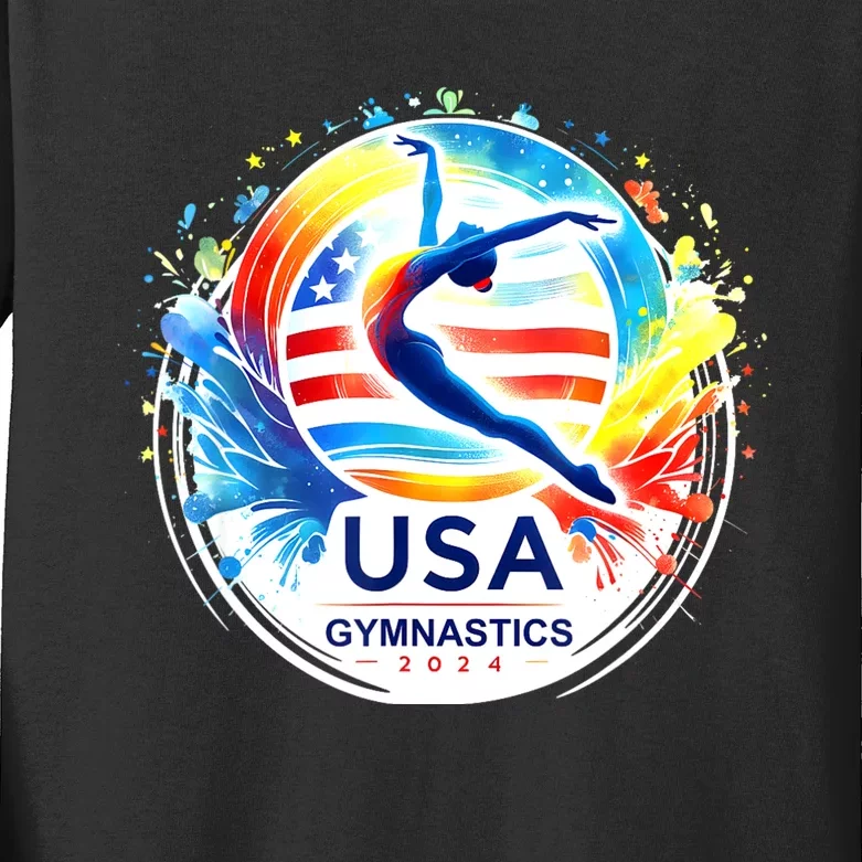 Usa 2024 Games United States Gymnastics America 2024 Usa Kids Long Sleeve Shirt