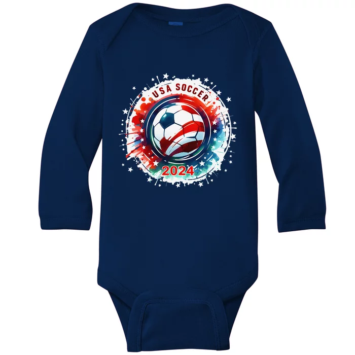 Usa 2024 Games Soccer Usa Sport 2024 Usa Baby Long Sleeve Bodysuit