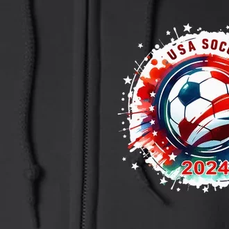 Usa 2024 Games Soccer Usa Sport 2024 Usa Full Zip Hoodie