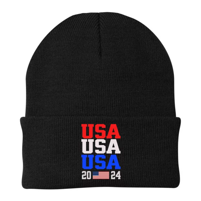 Usa 2024 Patriotic Flag Knit Cap Winter Beanie