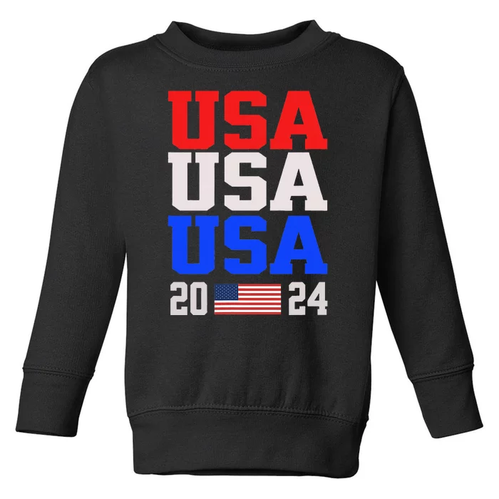 Usa 2024 Patriotic Flag Toddler Sweatshirt