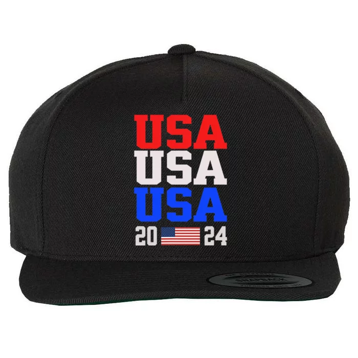 Usa 2024 Patriotic Flag Wool Snapback Cap