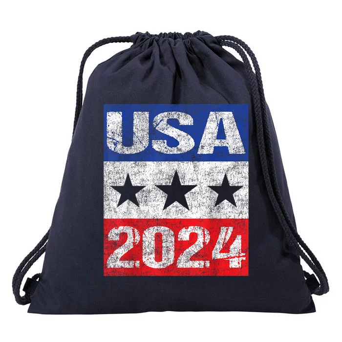 Usa 2024 Patriotic 4th Of July Or New Year Celebration Drawstring Bag