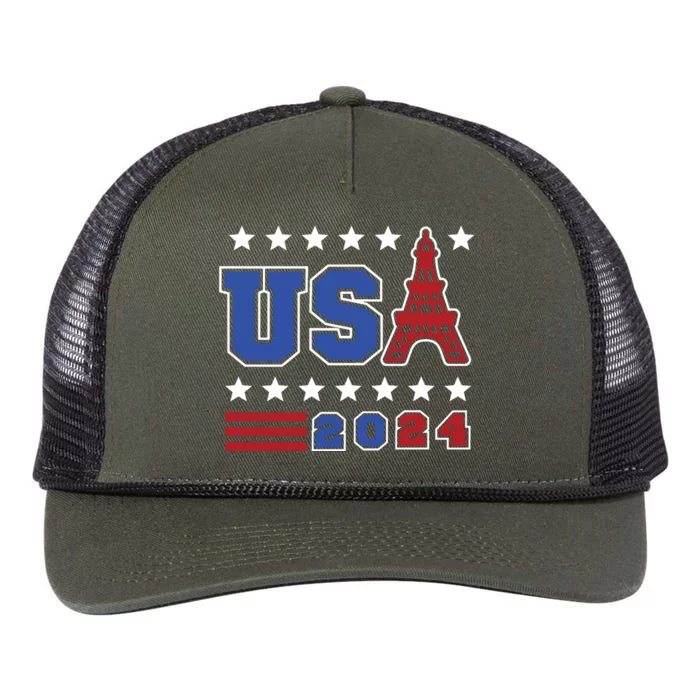 Usa 2024 Paris Sports Games Retro Rope Trucker Hat Cap