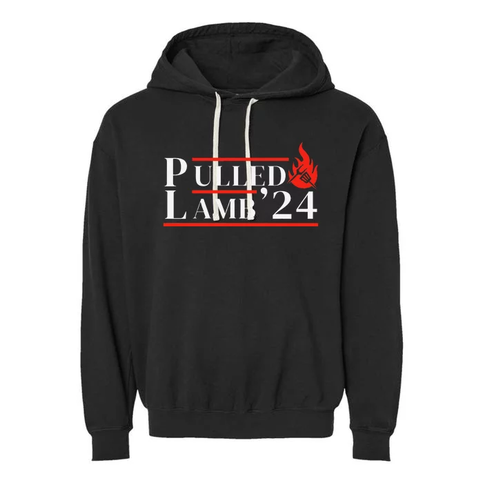 Usa 2024 Political Slogan Bbq Lover Pulled Lamb Garment-Dyed Fleece Hoodie