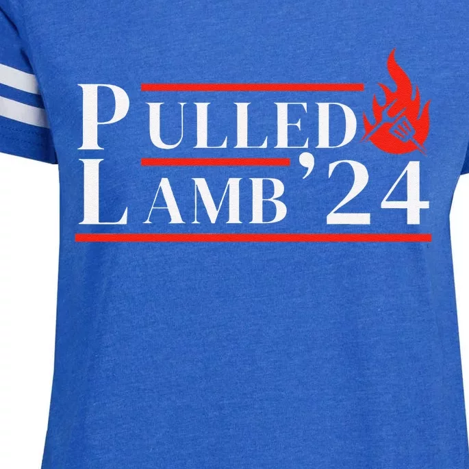 Usa 2024 Political Slogan Bbq Lover Pulled Lamb Enza Ladies Jersey Football T-Shirt