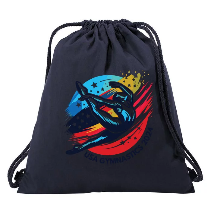 Usa 2024 Summer Gymnastics Gymnast 4th Of July Drawstring Bag