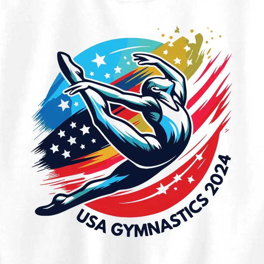 Usa 2024 Summer Gymnastics Gymnast 4th Of July Kids Sweatshirt